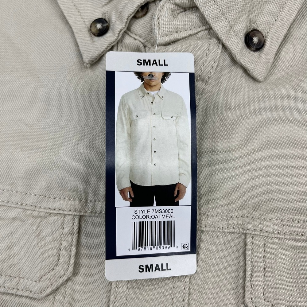 Lucky Brand Mens Oatmeal Beige Cotton Button Down Shirt Jacket Small New NWT - Picture 5 of 14